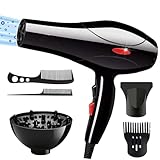 Hair Dryer,Professional Hairdryer for Women& Men,Fast Blow Dryer with Diffuser, 2 Speed 3 Heat Adjustabl Setting,Combs,Nozzle,Diffuser