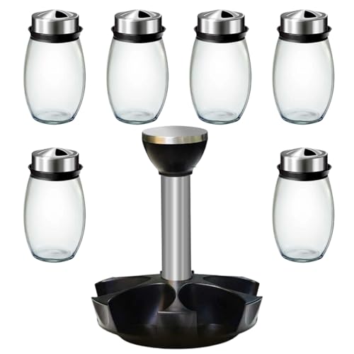 Organizador giratorio para especias de encimera – Organización de cocina de acero inoxidable | Organizador giratorio para macetas de condimentos, para cocina, hogar, restaurante, comedor y mesa