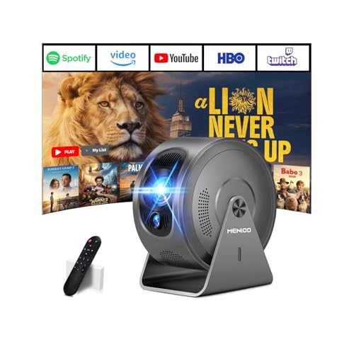 [Integrierte App] Mini Beamer Unterstützt 4K 1080P 2026, Projektor Auto Fokus und Trapezkorrektur, 360° Drehbarer Projektor mit WiFi 6 und Bluetooth 5.4 mit HDMI/TV-Stick/USB/ - Grau