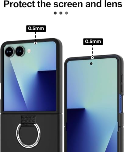 Image of Scalebee Back Cover for Samsung Galaxy Z Flip 7 / Flip7 5G Ultra Thin Slim Protective Case Cover with Metal Ring (Black)