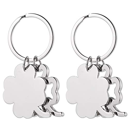 Garneck Chaveiro de trevo de quatro folhas, chaveiro de metal com trevo de presente, chaveiro, pinge