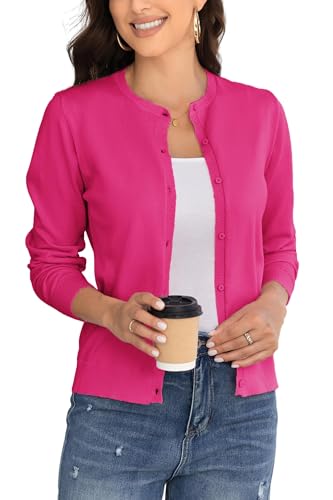 BERESIA Cardigan Donna Maglia con Bottoni Golfino Girocollo Manica Lunga