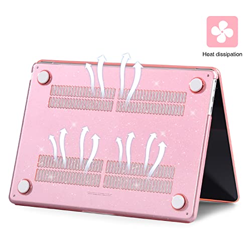 Image of EooCoo Case Compatible with MacBook Air 13 inch 2024-2022 Release M3 M2 A3113 A2681, Glitter Hard Shell&Keyboard Skin Cover&Screen Protector for Mac Air 13.6 inch Case, Sparkly Pink