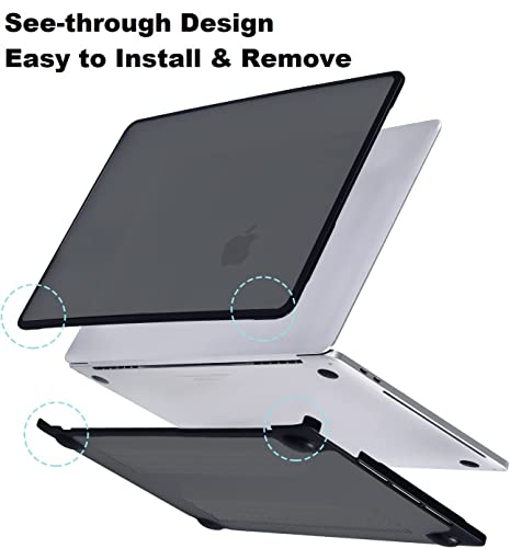 Image of Midkart Case Compatible with MacBook Air 13.6 inch M5 M4 M3 M2 Release 2026-2022 A3449 A3240 A3113 A2681 Touch ID Hard Shell Cover Keyguard Dust Plugs for MacBook Air 13 inch Case, Semi-Black & Black