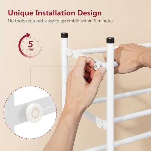 Image of Tajsoon Expandable Shoe Rack for Closet 4 Tier, 29 inch-41 inchAdjustable & Stackable Shoe Shelf Storage, Metal Shoe Rack Organizer for Front Door Entrance, Closet, Garage, Entryway, White
