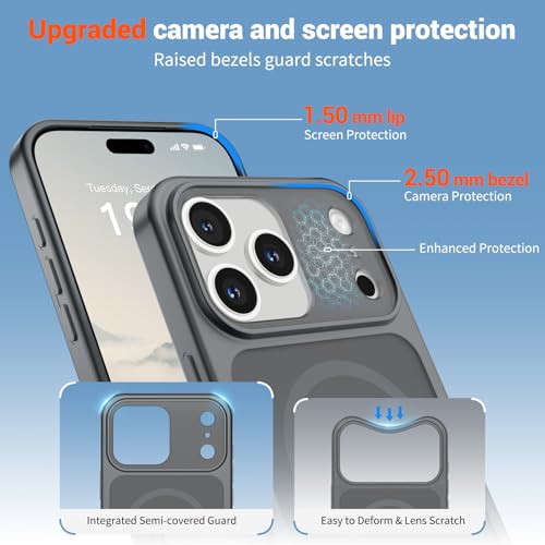 Image of SUPFINE Magnetic for iPhone 17 Pro Case Gray | (Compatible with MagSafe)(Military Grade Drop Protection)(Camera Protection)Translucent Matte Phone Cover