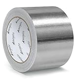 AMOGATO Fiberglass Aluminum Foil Tape - 3 inch x 66 Feet, Self-Adhesive Fiberglass Heat Shield Tape, Silver Heat Resistant Tape, Reflective Aluminum Foil Tape for HVAC, Auto, Insulation, Repair