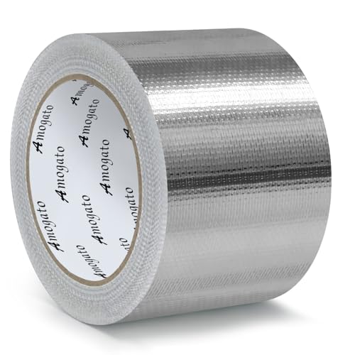 Image of Fiberglass Aluminum Foil Tape - 3 inch x 66 Feet, Self-Adhesive Fiberglass Heat Shield Tape, Silver Heat Resistant Tape, Reflective Aluminum Foil Tape for HVAC, Auto, Insulation, Repair