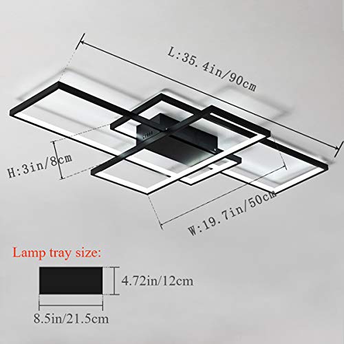 Jaycomey Dimmable Ceiling Light,3 Squares Modern Led Ceiling Lamps With Remote Control,50W Acrylic Flush Mount Ceiling Light Fixture For Living Dining Room Bedroom Kitchen(Black) #TOP3