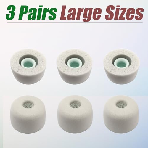 Image of Luckvan Memory Foam Eartips for Sony WF-1000XM5 Earbuds Tips for WF-1000XM5 WF-1000XM4 Case 3 Pairs Gray Large