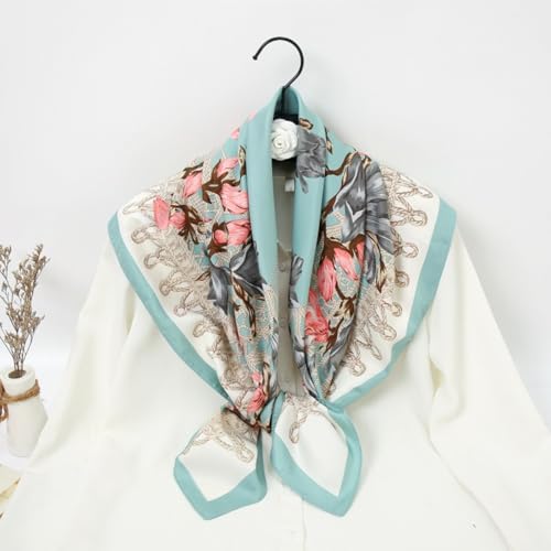 Fashion Hair Scarf for Women Soft Silk Feeling Head Scarves Head Wrap Square Bandanas 27.5× 27.5 inches （P14 Magnolia）4