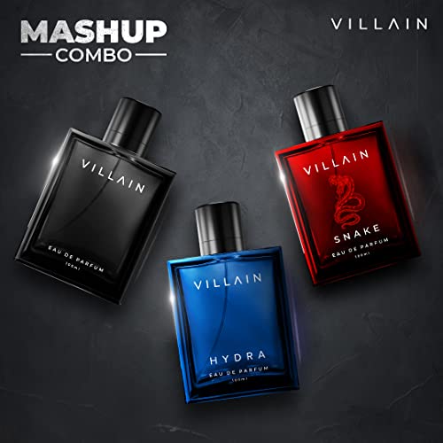 Image of VILLAIN Mashup Combo Perfume For Men | Woody, Spicy, Aqua, Patchouli, Musk | Pack Of 3 Perfume For Men 100 Ml Each | Long Lasting Fragrance Set | Perfume Spray Combo Set For Men