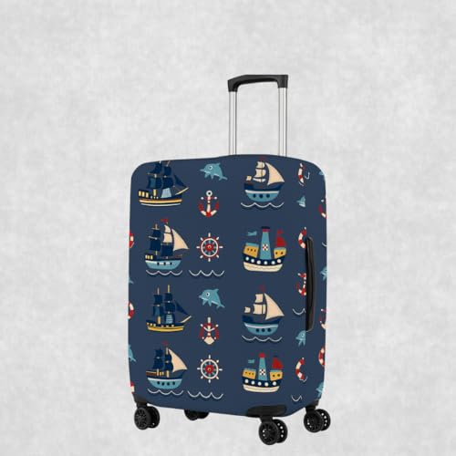 Image of Printed Travel Luggage Cover for Suitcase - Stretchable & Scratchproof Trolley Bag Protector (new 11 Blue Ocean)