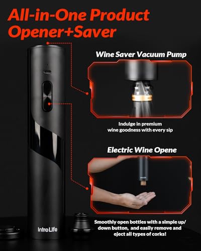 Intrelife KPS-372301A 2 In 1 Electric Wine Opener Set,Rechargeable Wine Bottle Openers thumb #1