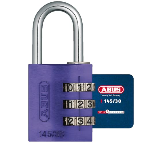 ABUS Zahlenschloss 145/30 Lila - Kofferschloss, Spindschloss u. v. m. - Aluminium-Vorhängeschloss - individuell einstellbarer Zahlencode - ABUS-Sicherheitslevel 3