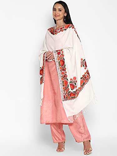 Zamour Women Embroidered Large Scarf Wrap Faux Pashmina Wool, Indian Kashmiri Oversized Winter Scarves Wraps Stole Shawl4