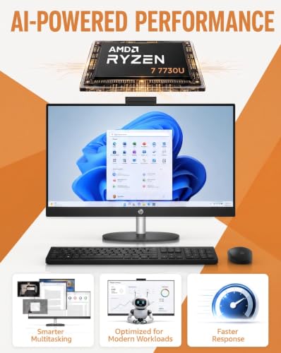 Image of HP 27 inch Touchscreen All-in-One Desktop Computer, 16GB RAM, 1TB SSD R7 7730U