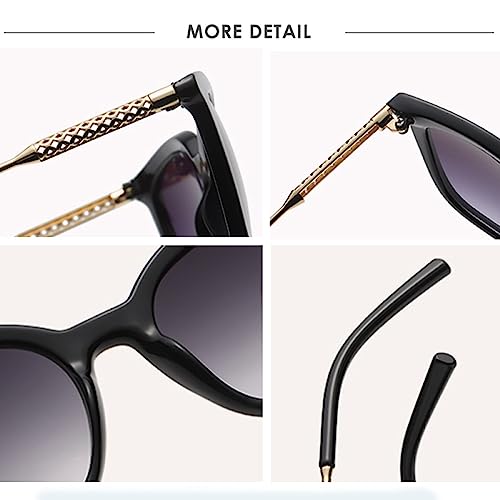 Women Sunglasses Vintage Cat Eye Lady Gradient Sun Glasses Female Driving Eyewear UV400,Black Grey,One size4