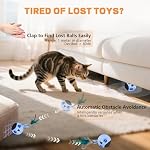 Cat Toys, Interactive Cat Toys for Indoor Cats, USB Rechargeable Electronic Smart Exercise Kitten Toy, Motion Chirping Activated Moving Ball (Blue) - Image 5