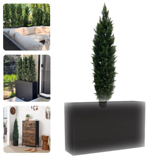 Kit de árbol de cedro artificial y maceta para plantas de hoja perenne altas en maceta para protección solar de verano, 59.1 pulgadas