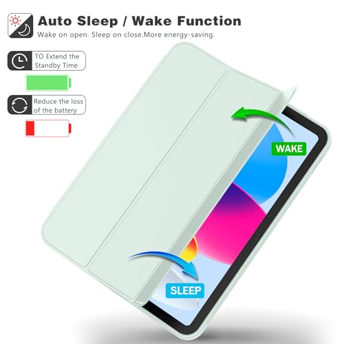Image of ToaPoia Case for iPad (A16) 11 Inch 2025 /iPad 10th Generation 10.9 Inch 2022, Slim Trifold Stand Protective Cover with Pencil Holder and Soft TPU Back,Support Auto Sleep /Wake (Light Green)