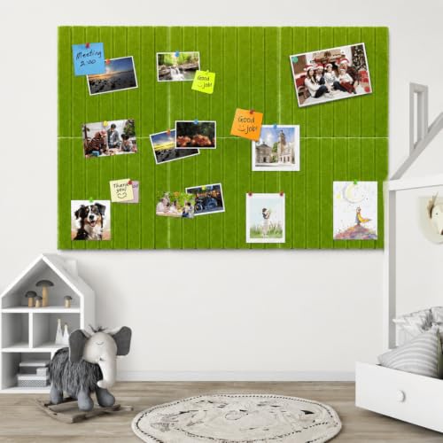Image of QUIET CANVAS Acoustic Wall Slat Pinboard, 1x1ft, Pack 6, 50 PushPins Green