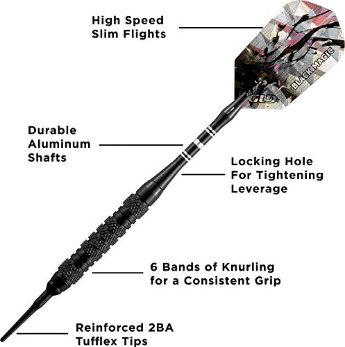 Viper Black Magic Soft Tip Darts, Medium Knurling, 18 Grams #TOP2