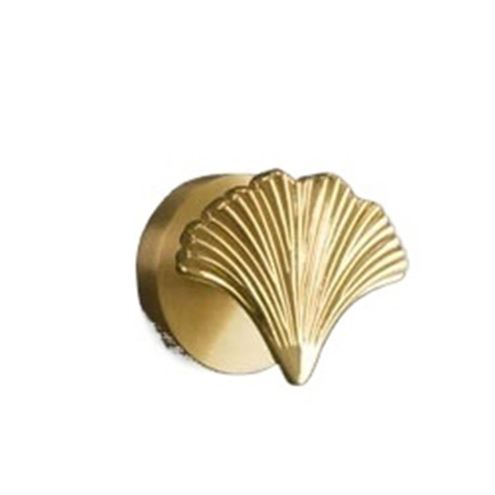Mohuied One Color Brass Robe Hooks Solid Brass Wall Mounted Hooks For Hanging Coat Bags Keys Racks Leaf Flower Design Clothes Hangers For Hanging Coat Robe Keys Clothes Bags(Ginkgo Leaf)