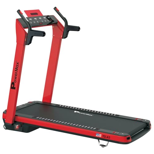 Image of PowerMax Fitness UrbanTrek TD-A3 5HP Motorized Foldable Treadmill for Home use | Auto Incline Treadmill | 135 Edge Display | Max User 130kg | Top Speed 14kmph | Pulse Sensor Exercise Machine