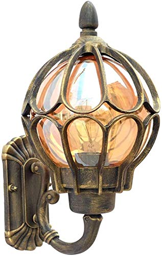 Antiguo Exterior Vaso Apliques de Pared, Vendimia Impermeable Lámpara de Pared Aluminio, Hogar Pasillo Entrada Villa Jardín Patio Camino Yarda Apliques de Exterior (Oro, D: 180 mm) Cover