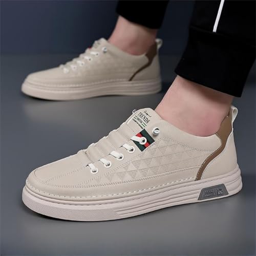 Men's Summer Breathable Thin Leather Casual Shoes Anti Slip Lightweight Low Top Lace Up Walking Sneakers for Comfort3