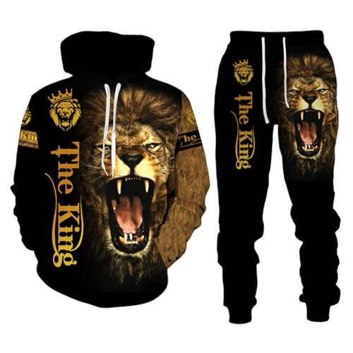 Pull à capuche tigre 3D homme avec ensemble sweat léopard F4 XXXXL