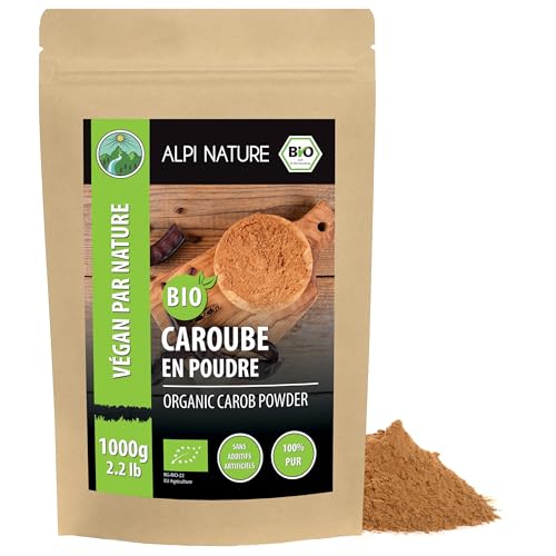 Alpi Nature Caroube Poudre BIO 1kg, Gousses de Caroube Séchées et Moulues, Edulcorant Naturel pour Pâtisserie