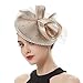 Women Satin Fascinator Fashion Hair Rhinestone Tea Party Dress Hat Church Hat With Veil Silver One Size