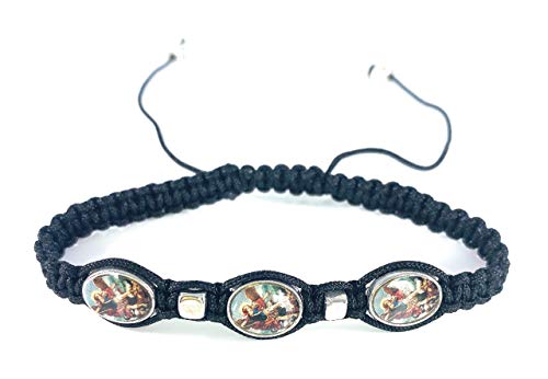 Saint Michael The Archangel Balck Color Adjustable Bracelet Pulsera De Hilo Color Negro Ajustable De San Miguel Arcangel