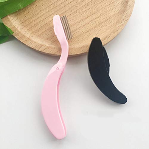 Lurrose 4 PCS Pente de sobrancelha curva alça de plástico Agulha de aço Pente de sobrancelhas Pente