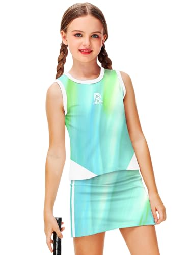Remimi Girls Tennis Outfits Golf Tank Top and Skirt with Shorts 4-12 Years