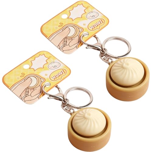 2 Pack Mini Dumpling Keychain Anxiety Relief and Stress Management Tool for Commuting Office Focus and Social Situations 3D Printed Clicker Fidget Sensory Keychain Ages 15 Years and Up