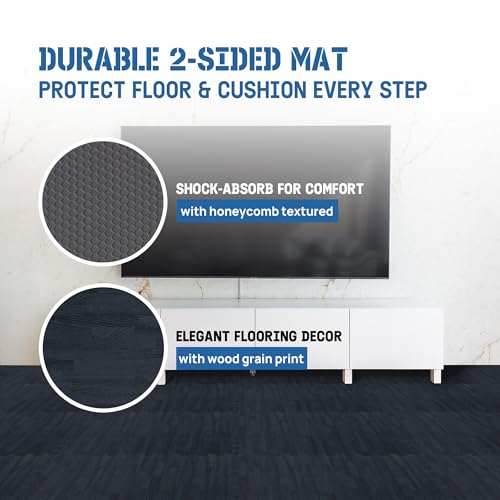 Image of Yes4All EVA Interlocking Mats, Puzzle Floor Tiles, Foam Floor Padding with Border for Furniture, Home Space, Living Room, Garage