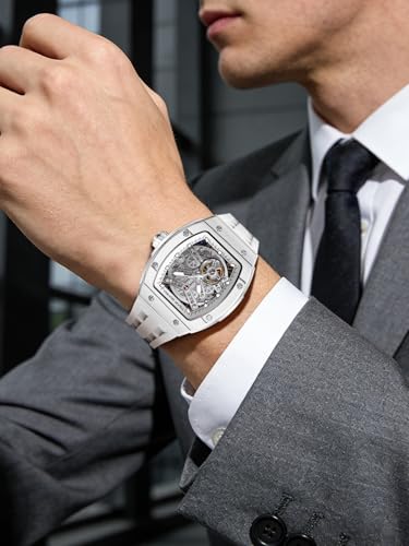 Image of TSAR BOMBA Mens Luxury Watch Automatic Watches for Men 50M Waterproof Japanese Mechanical Movement Tonneau Stainless Steel Case Sapphire Glass Big Face Cool Unique Fashion Gift Men