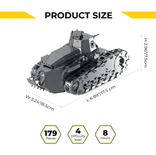METAL-TIME Nimble Fighter Tank, Tank FT-17 Model, Metal FT-17 Tank Model, 3D Puzzle Building Crafts, Collectible Figurine - Image 2