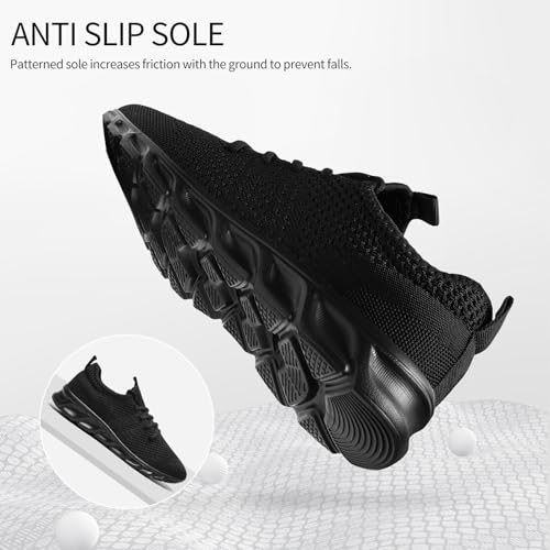 Image of WCIDFY Womens Mens Running Tennis Shoes Unisex Slip On Gym Walking Shoes Lightweight Workout Sneakers Daily Footwear Traveling Black 9.5 Women /8 Men | Lightweight, Breathable mesh, Non Slip, Flexible, Comfy, Fashion Sneakers for Daily, Workout, Work, Traveling, Sports, Casual