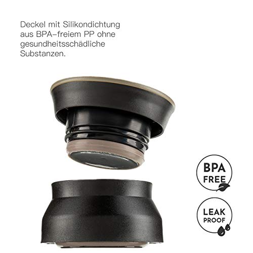 Foto von BOHORIA® Premium Edelstahl Kaffee-to-Go-Becher – Isolierbecher – Thermo-Becher – Doppelwandig & Vakuumisoliert - 360 ml – Reise-Becher Kaffee und Tee zum Mitnehmen – Autobecher Travel Mug (Ink)