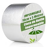 Cinta Impermeable para Techo, Cinta de Butilo Impermeable - Reparación de Fugas en Techos, Ventanas y Tuberías | 5 Metros...