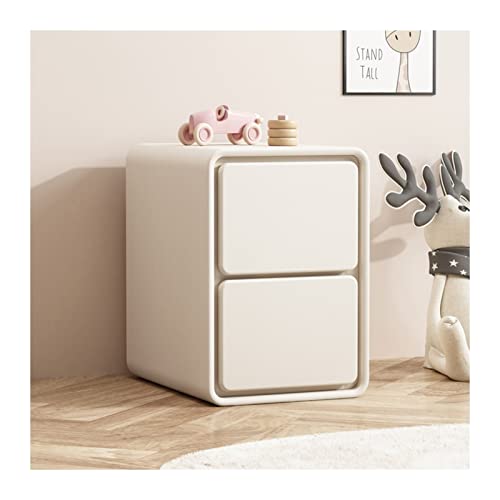 HJYBFA Mesita de Noche de Piel sintética con Dos cajones, pequeña Mesa Auxiliar de Almacenamiento para Sala de Estar, Color Beige, 48 cm de Alto.