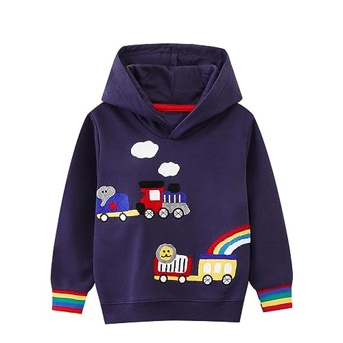 Image of HILEELANG Toddler Boy Sweatshirts Crewneck Long Sleeve Pullover Cotton Graphic Christmas Clothing