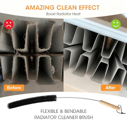 Aieve Radiator Cleaner Brush, 80CM Radiator Brush, Flexible Long Cleaning Duster with Wood Handle for Heater & Dryer Lint & Washing Machine - Image 4
