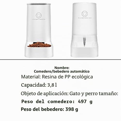 Dispensador de Alimentos/Agua Fuente Automática- 3.8X Piezas- Alimentación para Perros/Gato/Accesorios Cuenco para Animales Domésticos BPA Free