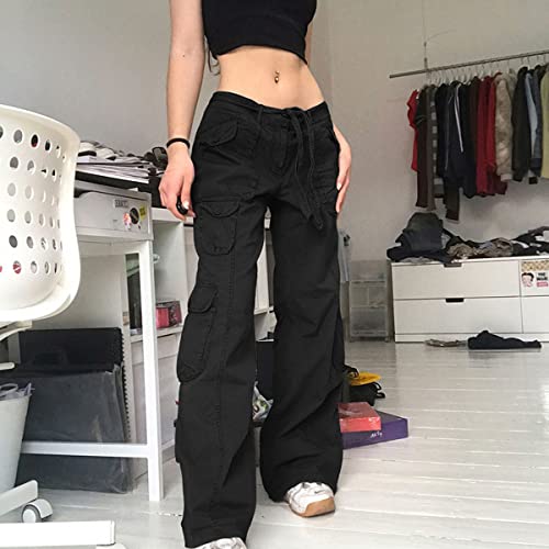 Gothic Cargo Pants Women's High Waist Wide Leg Jeans Women's Loose Casual Pants2