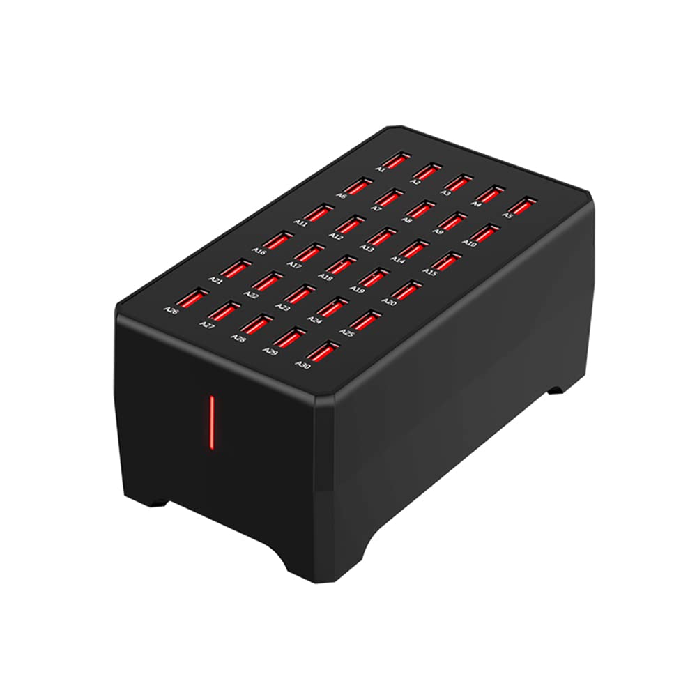 Docooler USB-Ladestation, 30 Ports USB-Buchse Tischladegerät, 150W Tischladegerät Compatible with den Einsatz in der Familie und im Büro